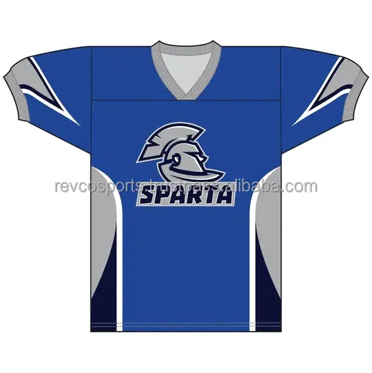 New Fashion V Neck American Football Blue with Silver Grey Football Shirts College Team Youth American Football Jerseys