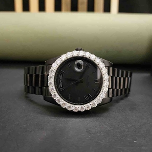 Premium Luxury Diamond Stainless Steel ETA Quartz Movement Unisex Fashion <b>Watch</b> 3BAR Water Resistant 41mm Case - Product Image 1