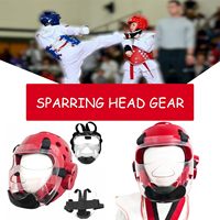 Protector de Cabeza de Taekwondo de Cuero PU, Protector Facial Impermeable Extraíble, Casco Suave para Artes Marciales, para Entrenamiento de Sparring, Karate y Boxeo