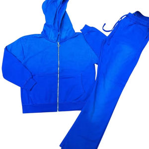 Conjunto de Sudadera con Capucha y Pantalones Deportivos Anchos Unisex, Degradado Sólido Lavado, Felpa Gruesa, Ropa Urbana, Logotipo Personalizado, Chándal al por Mayor - Product Image 1
