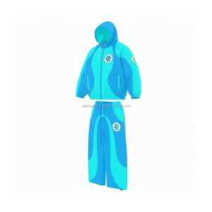 Ensemble coupe-vent 160 GSM en polyester de qualité supérieure avec panneau incurvé aqua et bleu et broderie imprimée avec logo personnalisé, grande taille - Product Image 4