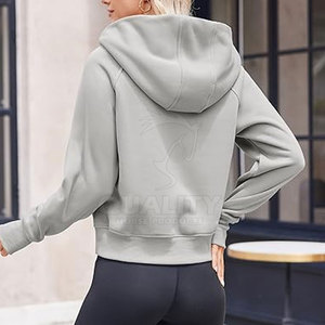 Sweats à capuche coupe-vent à demi-fermeture éclair pour femmes fabriqués en usine Vente en ligne Meilleure qualité Sweats à capuche en coton pour femmes à demi-fermeture éclair - Product Image 4