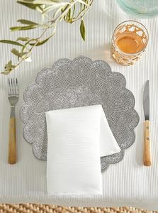 Napperon de chargeur festonné argenté perlé à la main élégant beau complément pour votre tapis et tampons perlés en verre de table de dîner - Product Image 2