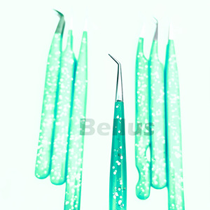 Pince à cils en acier inoxydable à poignée fine pour extensions Pointe ultra pointue Multi-usages Anti-Corrosion Étiquette personnalisée Durable - Product Image 2