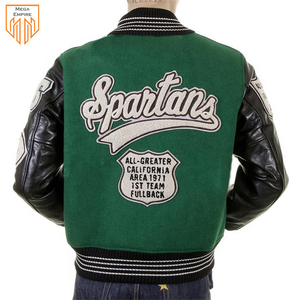 Chaqueta Varsity personalizada para hombre con parches bordados de chenilla, collage de béisbol, cuello vuelto, chaquetas con letras de cuero y lana - Product Image 2