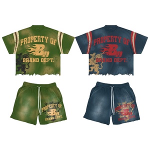 Nouvel ensemble d'été tendance : T-shirt et short streetwear 100 % coton biologique pour homme, personnalisable avec logo - Product Image 1