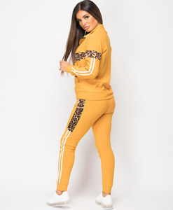 2024 nuevo diseño señoras leopardo Panel pulóver y Joggers conjunto de manga larga cuello redondo Multicolor mujeres chándal - Product Image 3