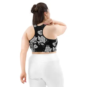 Women's Racerback Sports Bra Solid Breathable High Support Plus Size Fitness <b>Top</b> Front Logo - Product Image 3