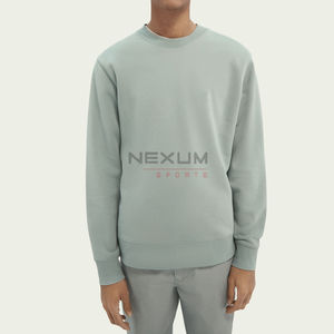 Sudadera de cuello redondo de lana de manga larga con cuello redondo en blanco liso para hombres, sudaderas informales de peso pesado con logotipo personalizado para hombres - Product Image 1