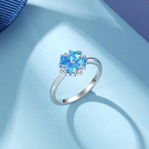 แหวนเงินแท้ชุบโรเดียมรูปหัวใจใบโคลเวอร์สี่แฉกประดับโทแพซ - Product Image 6