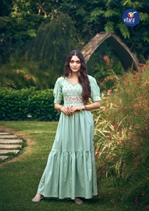 Vestido elegante de trabajo de bordado de tejido de algodón de diseñador por Fab Zone - Product Image 2