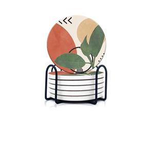 Classic Home Kitchen Cup Holder Custom Shape Round <b>Marble</b> <b>Coaster</b> with Brass Inlay Mats & Pads - Product Image 1