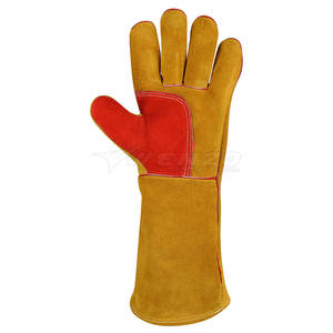 Vêtements de travail de sécurité, gants de soudage en cuir de vachette de haute qualité, résistants, avec doublure en polaire, pouce complet, personnalisables - Product Image 4