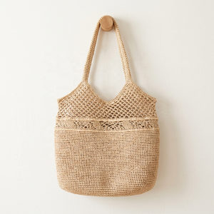Bolso Tote de Rafia Ecológico Hecho a Mano para Mujer, Color Sólido, Estilo Dama, para Playa, Viajes y Compras, con Logotipo Personalizado - Product Image 1