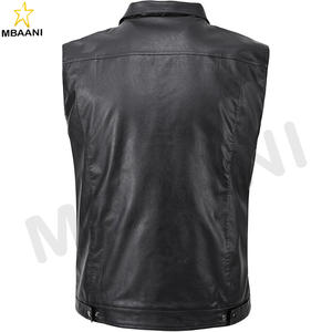 Gilet sans manches en simili cuir PU à fermeture éclair pour homme, veste de motard - Product Image 3