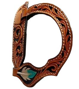 Vente chaude de haute qualité en cuir occidental une oreille Headstall équestre Tack Set fait à la main usiné tête de cheval collier en cuir usiné - Product Image 2