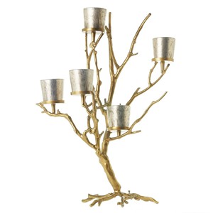 Bougeoir polissant brillant et poli, chandelier décoratif, pilier en or, finition dorée pour illuminer la maison et l'intérieur - Product Image 1