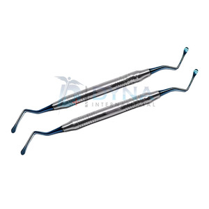 Juego de curetas Lucas de clase I de alta calidad, 2 puntas recubiertas de titanio, instrumentos quirúrgicos dentales dentados, Manual aprobado por CE - Product Image 6