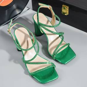 Sandalias de Playa Verdes con Pedrería y Tacón de Aguja para Mujer, Plataforma, Estilo Moderno 2026, Venta al Por Mayor - Product Image 5