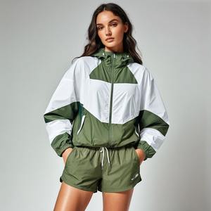 Ensemble veste courte coupe-vent deux pièces pour hommes Patchwork Zip Nylon Polyester Streetwear Survêtement grande taille imprimé - Product Image 6