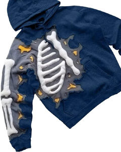 ผู้ผลิตเสื้อผ้า เสื้อฮู้ดดี้สตรีทแวร์แบบยูนิเซ็กซ์ พิมพ์ลายนูน 3 มิติ เนื้อผ้าหนา ทรงโอเวอร์ไซส์ ระบายอากาศได้ดี - Product Image 4