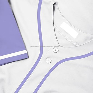 Broderie jeunesse cousu col en v anges Sublimation vente en gros blanc hommes maille personnalisée plaine Baseball Jersey chemises uniformes - Product Image 2