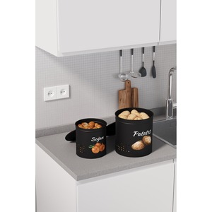 Panier à pommes de terre et à oignons en métal à 2 niveaux avec couvercle en métal - Panier à légumes - Panier de rangement pour pommes de terre et oignons Noir/Noir - Product Image 5