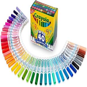 Marqueurs lavables Crayola Ultra Clean (40 pièces), marqueurs colorés à pointe large pour enfants, ensemble de marqueurs pour livre de coloriage et art, cadeaux pour enfants - Product Image 1