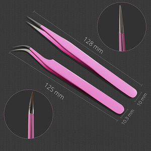 Top High Quality Best Pink Color Straight and Curved Tip Tweezers for Eyelash Beauty Care Eyelashes Extension Tweezers - Product Image 6