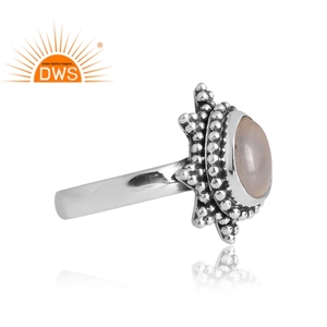 แหวนพลอยคาลซิโดนีสีขาวธรรมชาติเงินสเตอร์ลิง925ทันสมัยสำหรับเป็นของขวัญสำหรับผู้หญิง - Product Image 4