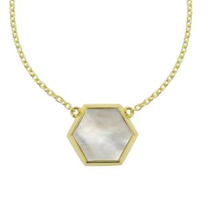 <b>Rose</b> <b>Gold</b> Vermeil Freshwater Pearl <b>Necklace</b> with Turquoise Accent 12mm Geometric <b>Chain</b> Religious Style - Product Image 1