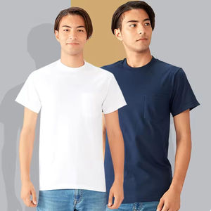 Camiseta de cuello redondo de algodón 100% de Direct Factory para hombre, ropa informal de diseño sólido - Product Image 1