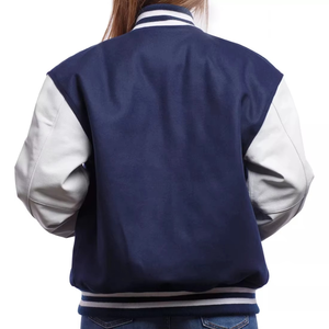 Veste universitaire unisexe en gros pour hommes 2026, manches en cuir véritable avec toile, vêtements d'hiver, dernier design - Product Image 2