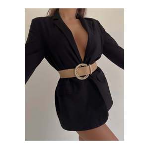 Woven Buckle Straw <b>Elastic</b> Women's <b>Belt</b>, Jacket <b>Belt</b>, Shirt <b>Belt</b>, Dress <b>Belt</b> - BEIGE - Product Image 6