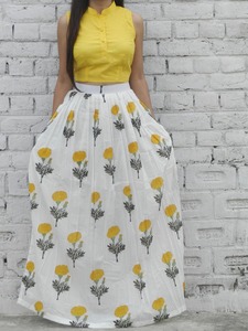 Yellow Mogra Twin Set Indian Fashion Styling Quality <b>Kurti</b> and Pants From Indian Manufacturer - Product Image 2