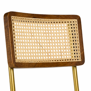 Chaise de salle à manger empilable avec dossier en cannage, assise en cuir véritable, structure robuste |   Mobilier de restaurant industriel doux et confortable - Bois de manguier, couleur personnalisée - Product Image 2