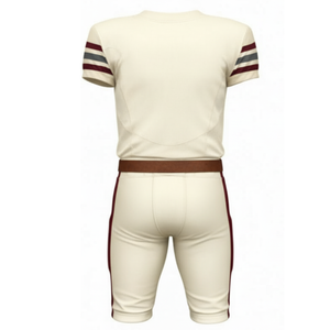 ชุดอเมริกันฟุตบอลคลาสสิกแบบครีม  เสื้อเจอร์ซีย์คอวีแบบซับลิเมชั่น พร้อมแถบสีบนแขนเสื้อ และกางเกงแบบมีแผ่นรองแบบดั้งเดิม - Product Image 3