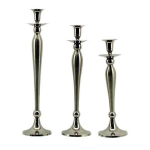 Bougeoir haut en métal le plus cher support de chandelier en aluminium finition brillante argentée pour l'éclairage de la décoration - Product Image 5