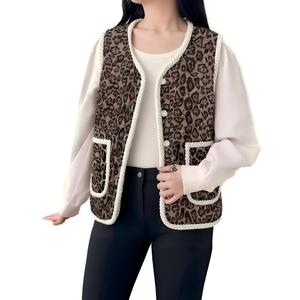Women's Casual Quilted Sleeveless Vest, Button-Up Design with Contrast Edge Detail