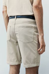 กางเกงขาสั้นผ้าทอลายทแยงผ้า100% คุณภาพพรีเมี่ยมสำหรับผู้ชายกางเกงทรงสลิมฟิตลำลองใส่สบายในฤดูร้อนกางเกงครึ่งกระเป๋า-ขายส่ง - Product Image 4