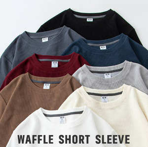 T-shirt en coton biologique, T-shirt en coton durable, T-shirt écologique pour homme, T-shirt à manches courtes en tricot gaufré pour homme - Product Image 5