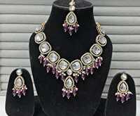 Collier de mariée lourd Kundan multicolore plaqué or avec perles pendantes de forme personnalisée, style ethnique, pour mariage et fiançailles, fabriqué en Inde