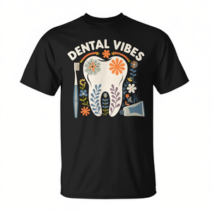 T-Shirt Personalizzabile per Igiene Dentale con Motivo Floreale, Regalo Promozionale per Professionisti Odontoiatrici - Product Image 2