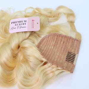 Qualité de luxe 22 pouces couleur blonde Remy cheveux Wrap queue de cheval 100% vague naturelle Extensions de cheveux humains haut en - Product Image 6