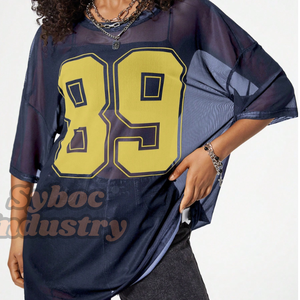 Camiseta unisex de gran tamaño, camiseta de malla de verano transpirable con hombros caídos y estilo para ropa de gimnasio - Product Image 2