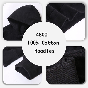 Hoodies Manufacturers Custom 480g 100% Cotton French Terry Unisex Hoodies No <b>String</b> Men's Hoodies - Product Image 2