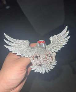 Búho volador Hiphop personalizado con colgante de letra West/CZ/diamante redondo de moissanita/salida de hielo 3D/colgante de sueño Plata de Ley 925 - Product Image 2