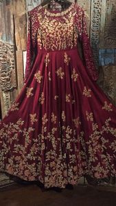 NEW--STYLISH ÉLÉGANT de PLANCHER-LONGUEUR ROBE EMBELLIR BRODERIE AVEC CRISTAL VERRE PERLES, DABKA, TRAVAIL pour Partie-USURE/DE MARIAGE @ 2022 - Product Image 2