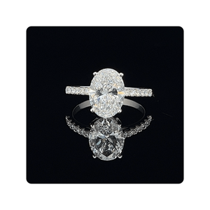 แหวนหมั้นเพชรสังเคราะห์3.01CT ทรงรีสีทองสำหรับ10KT เครื่องประดับเกรด VVS2หรูหราสำหรับงานแต่งงานและการขอแต่งงาน - Product Image 2