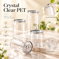 Boîtes en plastique PET transparentes de haute qualité avec couvercles en aluminium, contenants pour sodas et boissons gazeuses, personnalisation acceptée, échantillons gratuits